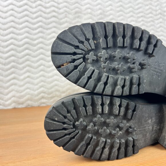 KLR Womens Motorcycle Boots Black Leather Punk Goth Ankle Zip Button Down Sz 9 - Picture 8 of 15